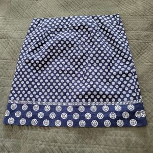 Talbots Navy Blue and White Polka Dot Cotton Skirt